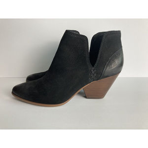 Frye Black Leather Ankle Slip On BOOTS Size 10M Womens 3" Wedge Heel